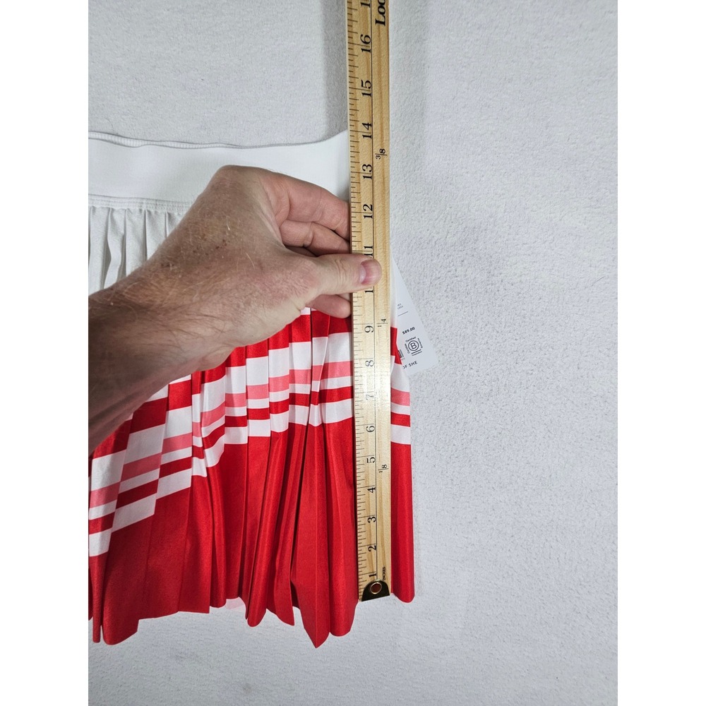 Athleta Match Point Pleated Colorblock Skort White Red Pink Stripe 694842 Medium - Picture 3 of 11